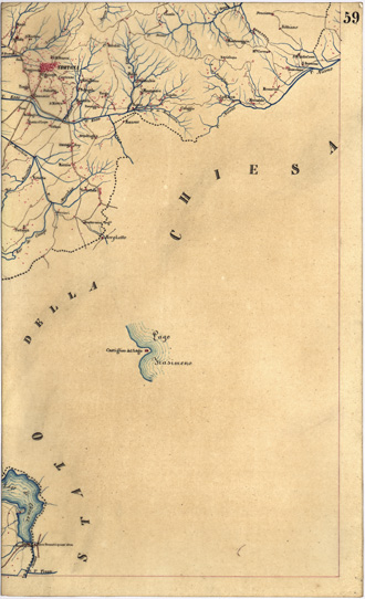 (N:5377) CARTA GEOMETRICA DELLA TOSCANA NELLA PROPORZIONE DI 1:100.000. COPIATA DALL'ORIGINALE COMPILATO DALL'ASTRONOMO P.DRE GIOVANNI INGHIRAMI - Foglio 59 - Cortona (B0000045) Carte e stampe antiche: riproduzione a colori su carta (formato A3)