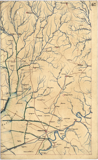 (N:5382) CARTA GEOMETRICA DELLA TOSCANA NELLA PROPORZIONE DI 1:100.000. COPIATA DALL'ORIGINALE COMPILATO DALL'ASTRONOMO P.DRE GIOVANNI INGHIRAMI - Foglio 67 - Grosseto (B0000051) Carte e stampe antiche: riproduzione a colori su carta (formato A3)
