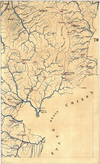 (N:5385) CARTA GEOMETRICA DELLA TOSCANA NELLA PROPORZIONE DI 1:100.000. COPIATA DALL'ORIGINALE COMPILATO DALL'ASTRONOMO P.DRE GIOVANNI INGHIRAMI - Foglio 70 - Radicofani (B0000054) Carte e stampe antiche: riproduzione a colori su carta (formato A3)