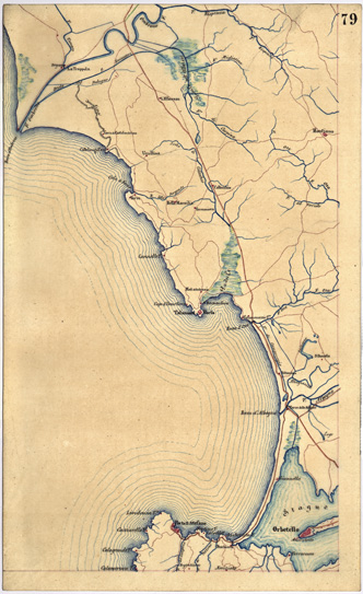 (N:5388) CARTA GEOMETRICA DELLA TOSCANA NELLA PROPORZIONE DI 1:100.000. COPIATA DALL'ORIGINALE COMPILATO DALL'ASTRONOMO P.DRE GIOVANNI INGHIRAMI - Foglio 79 - Orbetello (B0000057) Carte e stampe antiche: riproduzione a colori su carta (formato A3)