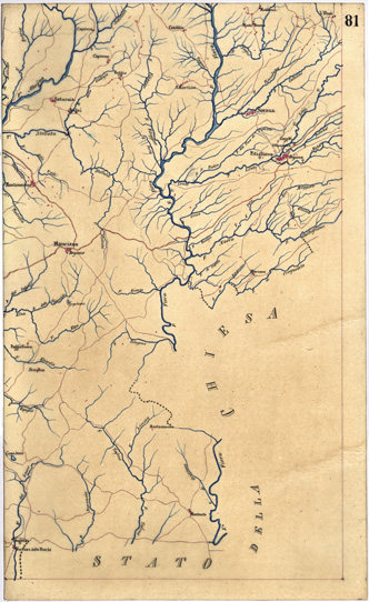 (N:5390) CARTA GEOMETRICA DELLA TOSCANA NELLA PROPORZIONE DI 1:100.000. COPIATA DALL'ORIGINALE COMPILATO DALL'ASTRONOMO P.DRE GIOVANNI INGHIRAMI - Foglio 81 - Pitigliano (B0000059) Carte e stampe antiche: riproduzione a colori su carta (formato A3)