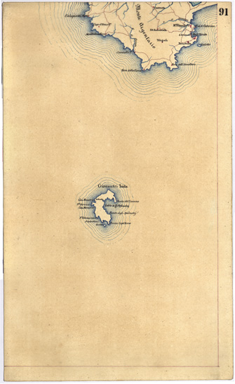 (N:5394) CARTA GEOMETRICA DELLA TOSCANA NELLA PROPORZIONE DI 1:100.000. COPIATA DALL'ORIGINALE COMPILATO DALL'ASTRONOMO P.DRE GIOVANNI INGHIRAMI - Foglio 91 - Isola Giannutri (B0000063) Carte e stampe antiche: riproduzione a colori su carta (formato A3)