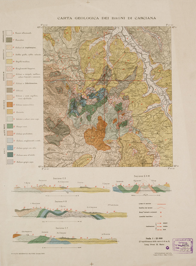 (N:5041) CARTA GEOLOGICA DEI BAGNI DI CASCINA (B0000387) Carte e stampe antiche: riproduzione a colori su carta (formato A3)