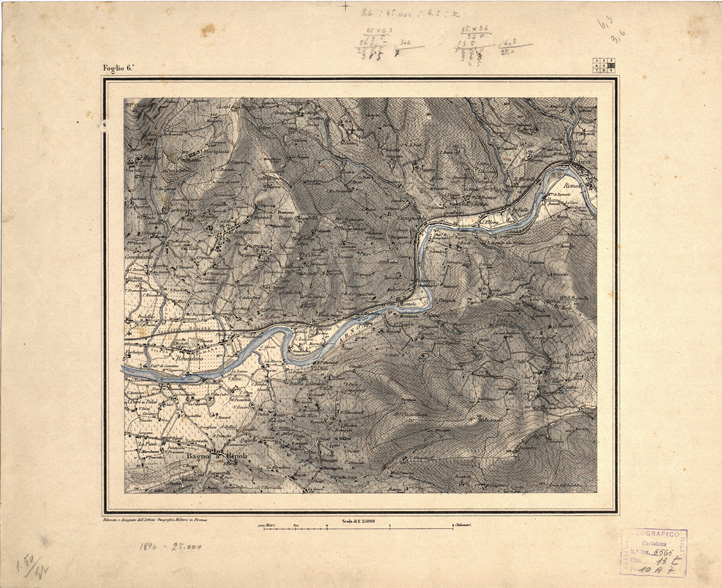 (N:9860) FIRENZE E DINTORNI - Foglio 6 (B0000700) Carte e stampe antiche: riproduzione a colori su carta (formato A3)