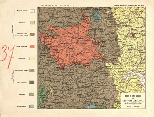 (N:15783) SCHIZZO DI CARTA GEOLOGICA DEL MONTE AMIATA (B0000747) Carte e stampe antiche: riproduzione a colori su carta (formato A3)