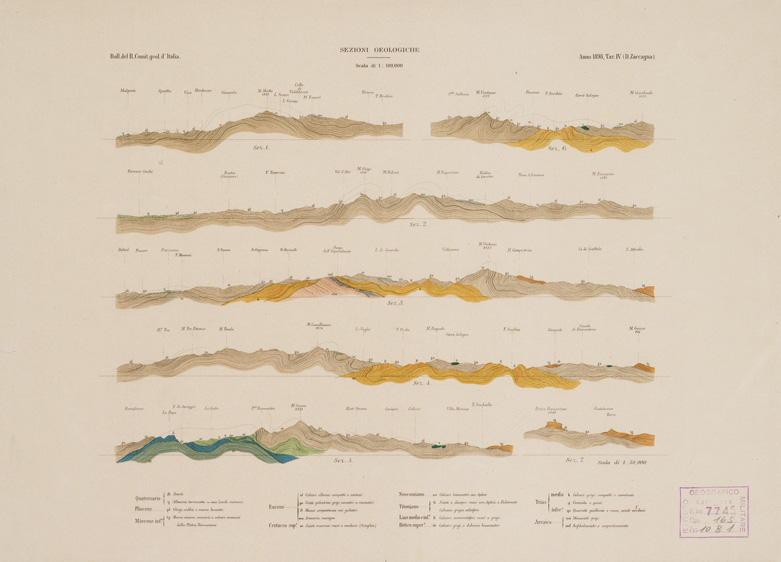 (N:5280) CARTA GEOLOGICA DELLA ZONA CENTRALE DELL'APPENNINO ADIACENTE ALLE ALPI APUANE (B0000749) Carte e stampe antiche: riproduzione a colori su carta (formato A3)