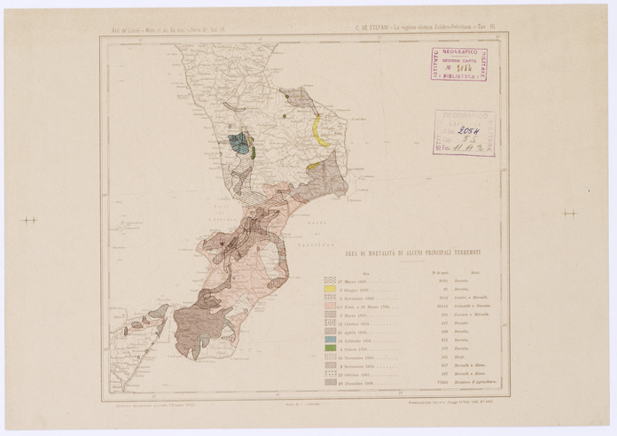 (N:11276) LA REGIONE SISMICA CALABRO-PELORITANA... - Tavola 3 (B0001294) Carte e stampe antiche: riproduzione a colori su carta (formato A3)