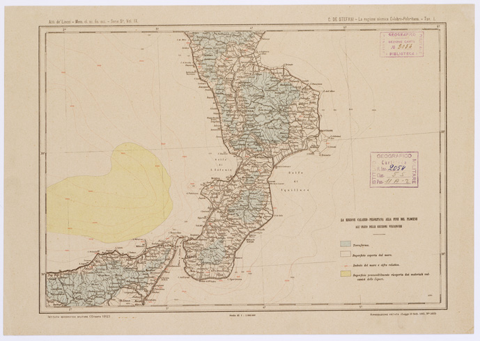 (N:11274) LA REGIONE SISMICA CALABRO-PELORITANA... - Tavola 1 (B0001295) Carte e stampe antiche: riproduzione a colori su carta (formato A3)
