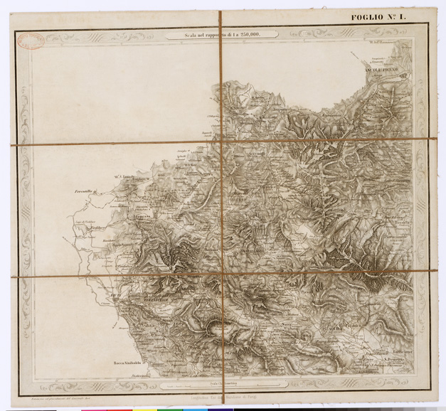 (N:3544) CARTA DELLE PROVINCE NAPOLITANE IN FOGLI 25 FOTOINCISA COL PROCEDIMENTO DEL GENERALE AVET... - Foglio 1 (B0001308) Carte e stampe antiche: riproduzione a colori su carta (formato A3)
