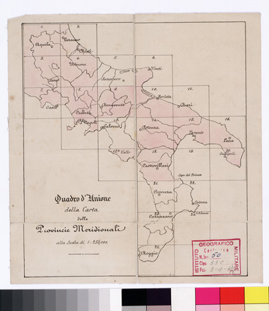 (N:3908) CARTA DELLE PROVINCE NAPOLITANE - Quadro d'Unione (B0001998) Carte e stampe antiche: riproduzione a colori su carta (formato A3)
