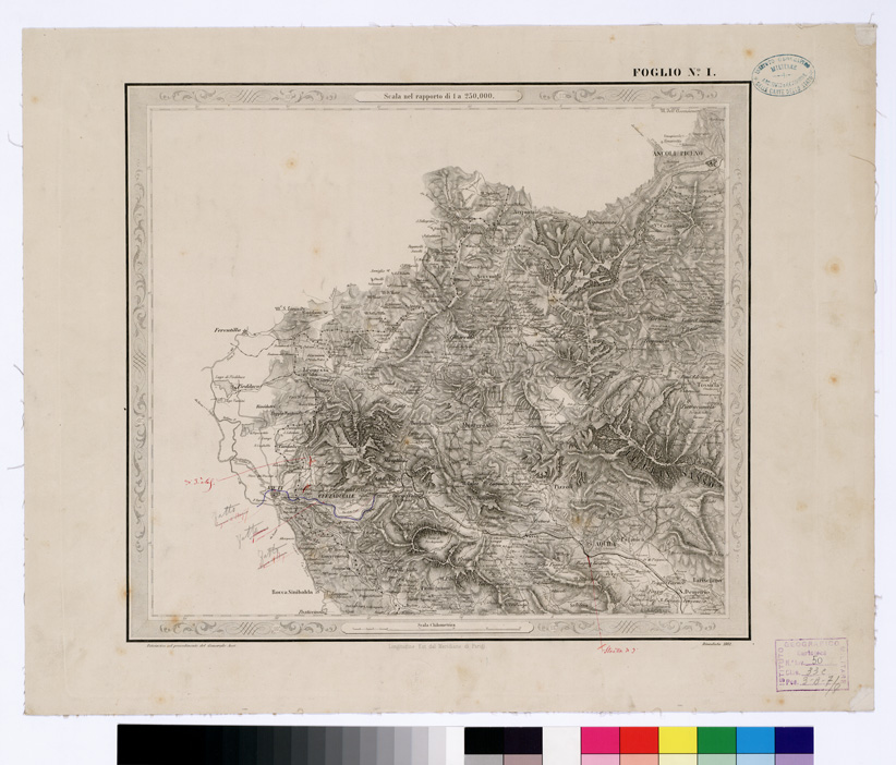 (N:3883) CARTA DELLE PROVINCE NAPOLITANE... - Foglio I (B0002000) Carte e stampe antiche: riproduzione a colori su carta (formato A3)