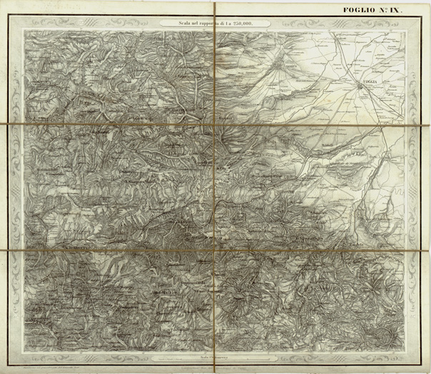 (N:3887) CARTA DELLE PROVINCE NAPOLITANE IN FOGLI 25 FOTOINCISA COL PROCEDIMENTO DEL GENERALE AVET  - Foglio IX (B0002008) Carte e stampe antiche: riproduzione a colori su carta (formato A3)