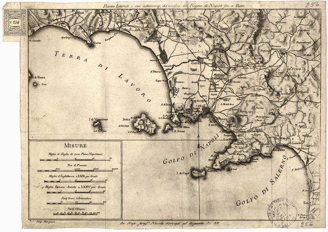 (N:13972) PIANTA LITORALE E SUE ADIACENZE DA' CONFINI DEL REGNO DI NAPOLI FIN A PESTO... (B0002076) Carte e stampe antiche: riproduzione a colori su carta (formato A3)