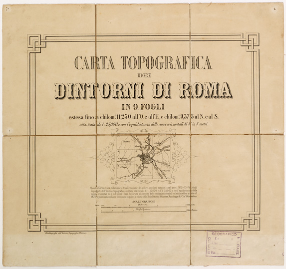 (N:6398) CARTA TOPOGRAFICA DEI DINTORNI DI ROMA - Quadro d'unione (B0002687) Carte e stampe antiche: riproduzione a colori su carta (formato A3)
