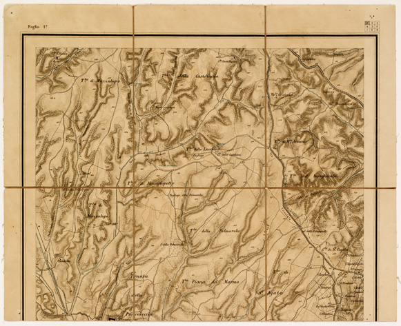 (N:6389) CARTA TOPOGRAFICA DEI DINTORNI DI ROMA - Foglio 1 (B0002688) Carte e stampe antiche: riproduzione a colori su carta (formato A3)
