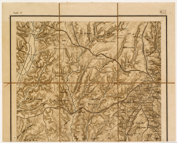 (N:6392) CARTA TOPOGRAFICA DEI DINTORNI DI ROMA - Foglio 4 (B0002691) Carte e stampe antiche: riproduzione a colori su carta (formato A3)