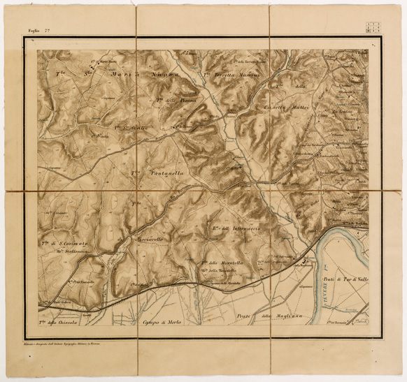 (N:6395) CARTA TOPOGRAFICA DEI DINTORNI DI ROMA - Foglio 7 (B0002694) Carte e stampe antiche: riproduzione a colori su carta (formato A3)