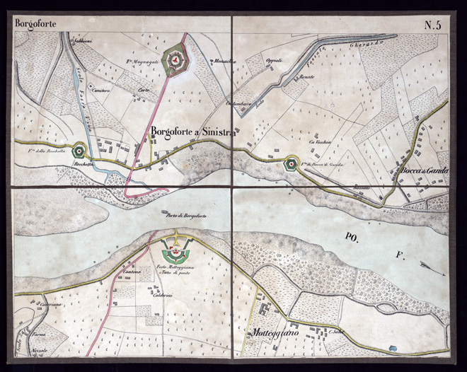 (N:1519) CARTA DEI DINTORNI DI BORGOFORTE - Foglio 5 - Borgoforte (B0003096) Carte e stampe antiche: riproduzione a colori su carta (formato A3)