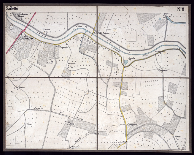 (N:1522) CARTA DEI DINTORNI DI BORGOFORTE - Foglio 8 - Sailetto (B0003099) Carte e stampe antiche: riproduzione a colori su carta (formato A3)