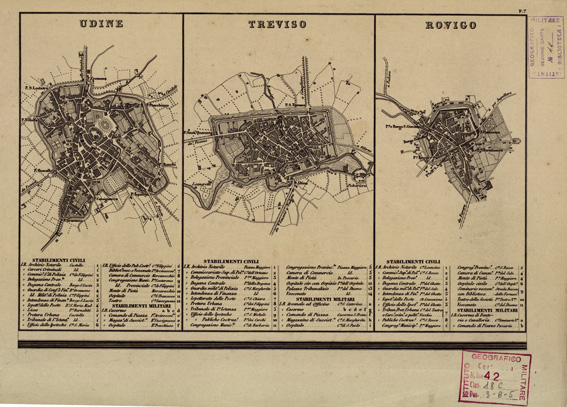 (N:896) CARTA COROGRAFICA ITINERARIA E STATISTICA DEL REGNO LOMBARDO-VENETO... - F 7 Udine-Treviso-Rovigo (B0003412) Carte e stampe antiche: riproduzione a colori su carta (formato A3)