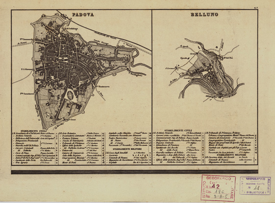 (N:903) CARTA COROGRAFICA ITINERARIA E STATISTICA DEL REGNO LOMBARDO-VENETO... - G 7 Padova-Belluno (B0003419) Carte e stampe antiche: riproduzione a colori su carta (formato A3)