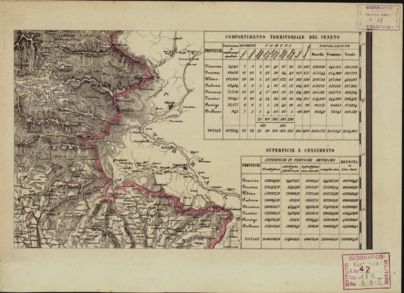 (N:905) CARTA COROGRAFICA ITINERARIA E STATISTICA DEL REGNO LOMBARDO-VENETO... - H 2 (B0003421) Carte e stampe antiche: riproduzione a colori su carta (formato A3)