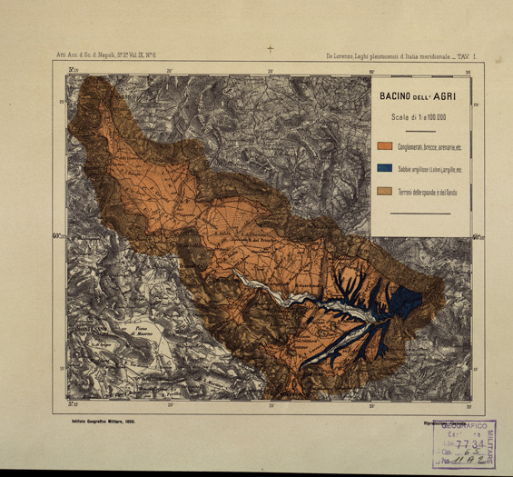 (N:388) BACINO DELL'AGRI (B0003933) Carte e stampe antiche: riproduzione a colori su carta (formato A3)