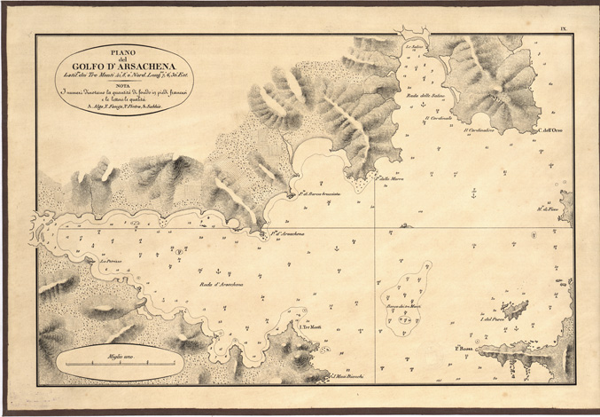 (N:5424) CARTA IDROGRAFICA DELLA SARDEGNA... - Foglio 9 - Piano del Golfo d'Arsachena (B0004791) Carte e stampe antiche: riproduzione a colori su carta (formato A3)