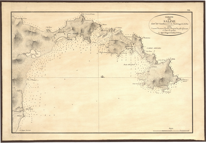 (N:5415) CARTA IDROGRAFICA DELLA SARDEGNA... - Foglio 20 - Golfo delle Saline (B0004798) Carte e stampe antiche: riproduzione a colori su carta (formato A3)