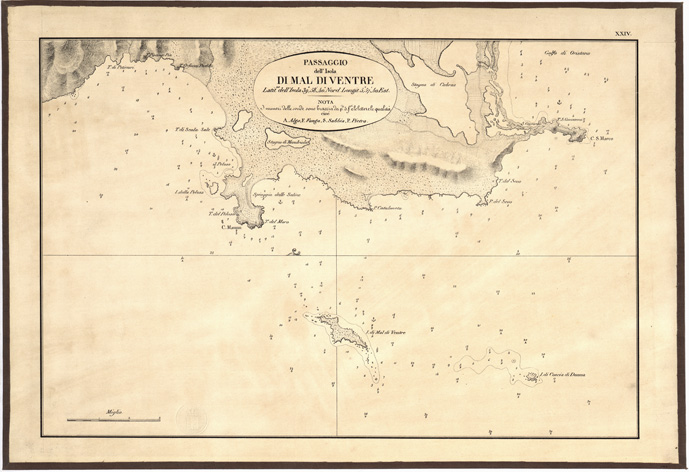 (N:5419) CARTA IDROGRAFICA DELLA SARDEGNA... - Foglio 24 - Passaggio dell'Isola di Mal di Ventre (B0004801) Carte e stampe antiche: riproduzione a colori su carta (formato A3)