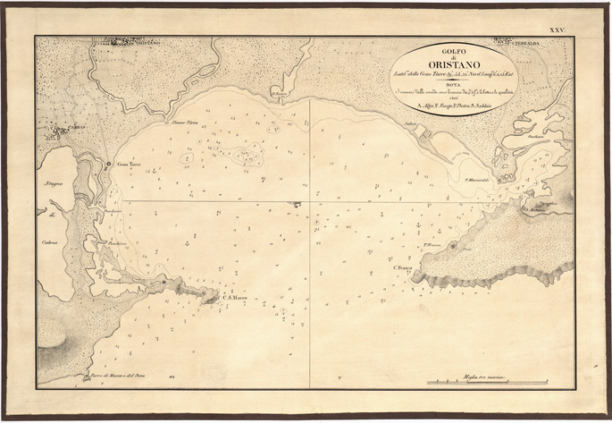 (N:5416) CARTA IDROGRAFICA DELLA SARDEGNA... - Foglio 25 - Golfo di Oristano (B0004802) Carte e stampe antiche: riproduzione a colori su carta (formato A3)