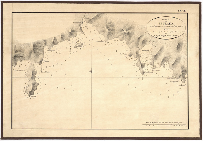(N:5418) CARTA IDROGRAFICA DELLA SARDEGNA... - Foglio 28 - Golfo di Teulada (B0004805) Carte e stampe antiche: riproduzione a colori su carta (formato A3)