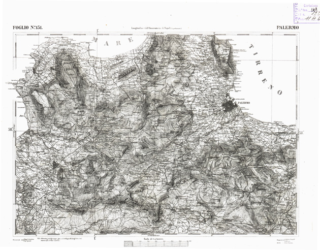 (N:2660) CARTA DELL'ISOLA DI SICILIA - Foglio 131 - Palermo (B0005119) Carte e stampe antiche: riproduzione a colori su carta (formato A3)