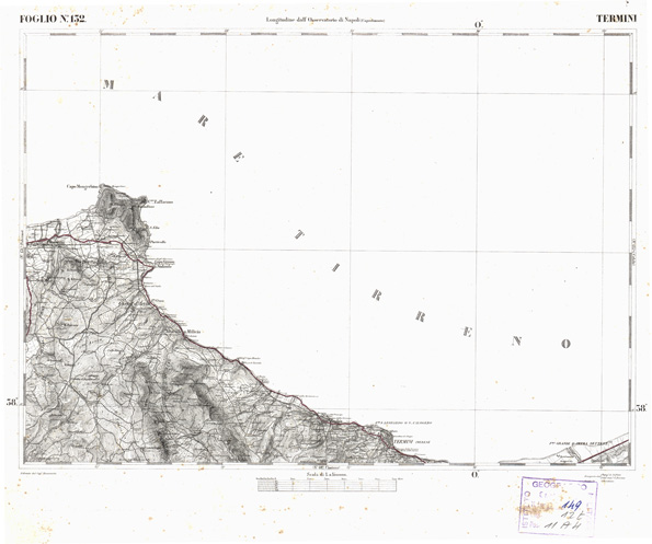 (N:2661) CARTA DELL'ISOLA DI SICILIA - Foglio 132 - Termini (B0005120) Carte e stampe antiche: riproduzione a colori su carta (formato A3)