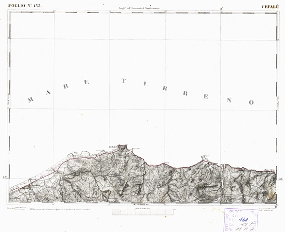 (N:2662) CARTA DELL'ISOLA DI SICILIA - Foglio 133 - Cefal (B0005121) Carte e stampe antiche: riproduzione a colori su carta (formato A3)
