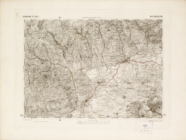 (N:2673) CARTA DELL'ISOLA DI SICILIA - Foglio 145 - Randazzo (B0005132) Carte e stampe antiche: riproduzione a colori su carta (formato A3)