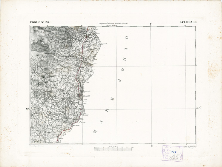 (N:2683) CARTA DELL'ISOLA DI SICILIA - Foglio 156 - Aci-Reale (B0005142) Carte e stampe antiche: riproduzione a colori su carta (formato A3)