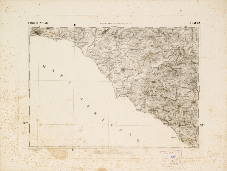 (N:2684) CARTA DELL'ISOLA DI SICILIA - Foglio 158 - Sciacca (B0005143) Carte e stampe antiche: riproduzione a colori su carta (formato A3)