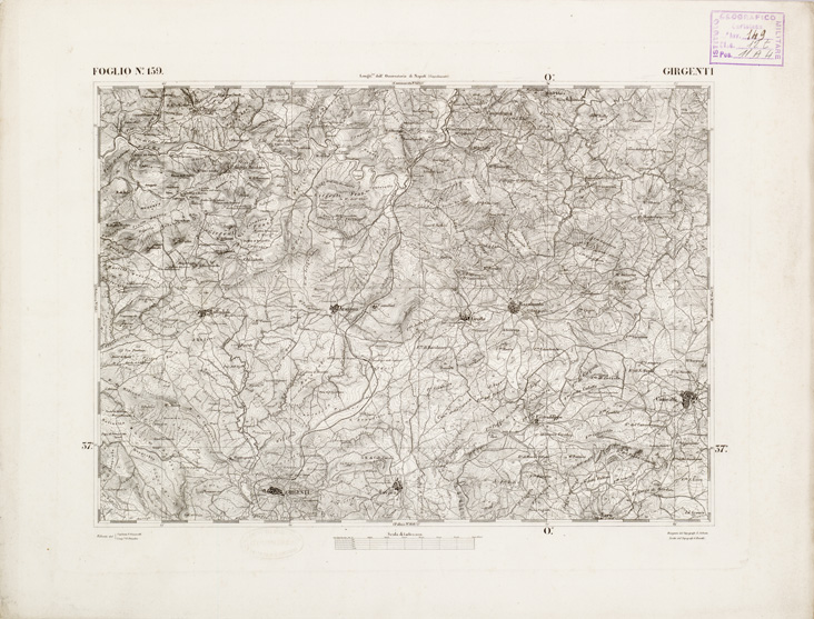 (N:2685) CARTA DELL'ISOLA DI SICILIA - Foglio 159 - Girgenti (B0005144) Carte e stampe antiche: riproduzione a colori su carta (formato A3)