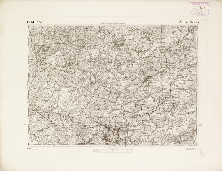 (N:2686) CARTA DELL'ISOLA DI SICILIA - Foglio 160 - Caltanisetta (B0005145) Carte e stampe antiche: riproduzione a colori su carta (formato A3)