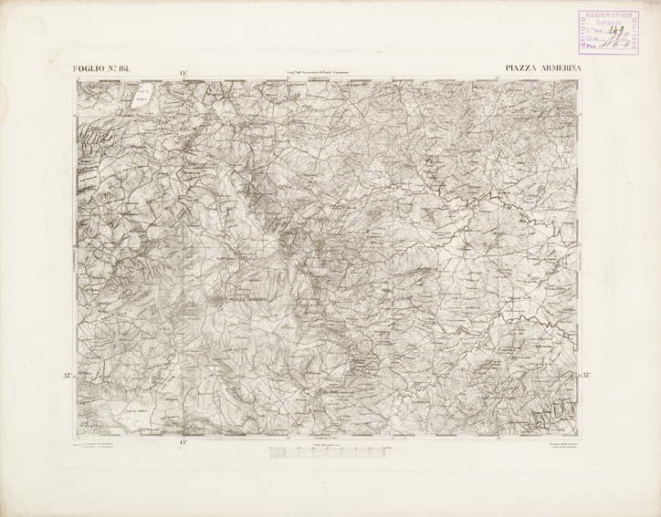 (N:2687) CARTA DELL'ISOLA DI SICILIA - Foglio 161 - Piazza Armerina (B0005146) Carte e stampe antiche: riproduzione a colori su carta (formato A3)