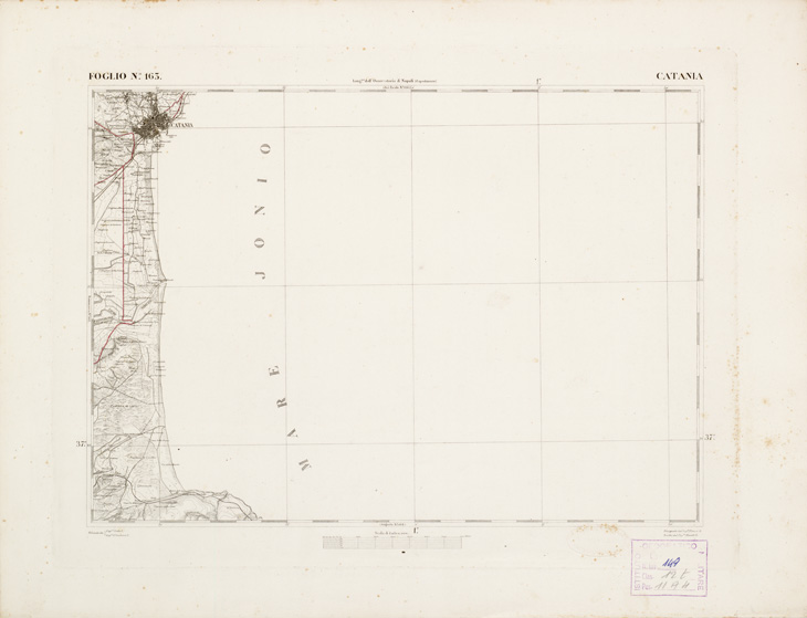 (N:2689) CARTA DELL'ISOLA DI SICILIA - Foglio 163 - Catania (B0005148) Carte e stampe antiche: riproduzione a colori su carta (formato A3)