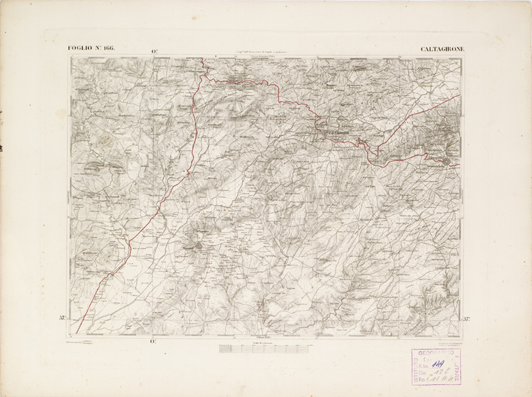 (N:2692) CARTA DELL'ISOLA DI SICILIA - Foglio 166 - Caltagirone (B0005151) Carte e stampe antiche: riproduzione a colori su carta (formato A3)