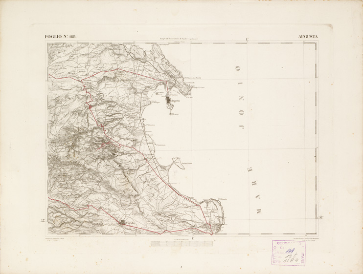 (N:2694) CARTA DELL'ISOLA DI SICILIA - Foglio 168 - Augusta (B0005153) Carte e stampe antiche: riproduzione a colori su carta (formato A3)