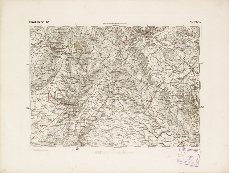 (N:2696) CARTA DELL'ISOLA DI SICILIA - Foglio 170 - Modica (B0005155) Carte e stampe antiche: riproduzione a colori su carta (formato A3)