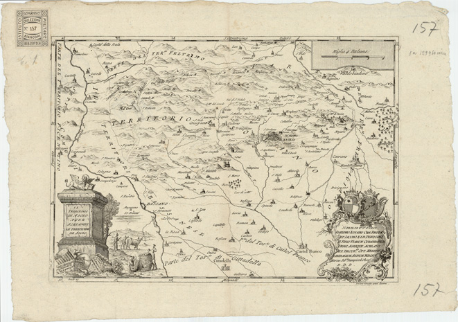(N:10629) IL TERRITORIO DI ASOLO AGER ACELANUS. LE TERRITOIRE DE ASOLO. (B0005540) Carte e stampe antiche: riproduzione a colori su carta (formato A3)