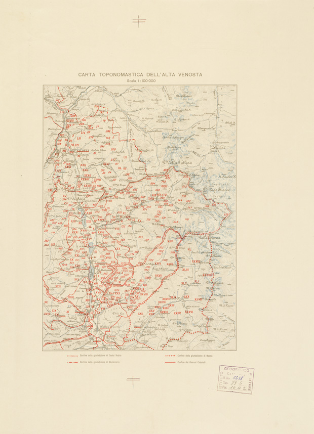 (N:8308) CARTA TOPONOMASTICA DELL'ALTA VENOSTA (B0005979) Carte e stampe antiche: riproduzione a colori su carta (formato A3)