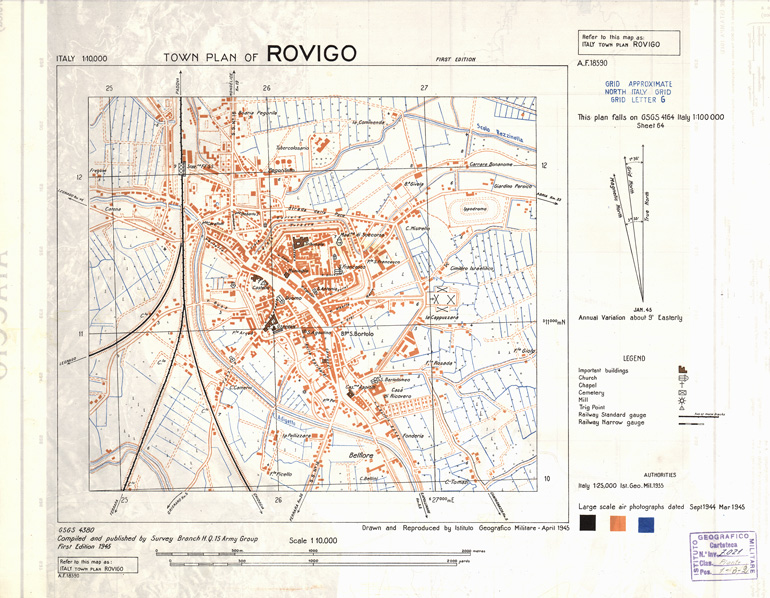 (N:11364) TOWN PLAN OF ROVIGO (B0006713) Carte e stampe antiche: riproduzione a colori su carta (formato A3)
