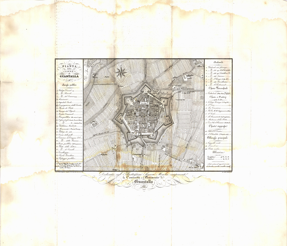(N:13624) PIANTA DELLA CITTA' DI GUASTALLA (B0007025) Carte e stampe antiche: riproduzione a colori su carta (formato A3)
