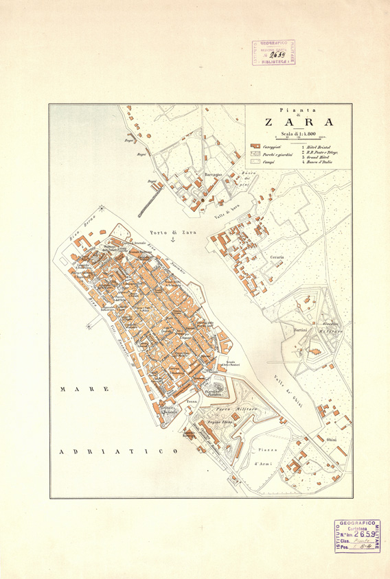(N:13808) PIANTA DI ZARA (B0007027) Carte e stampe antiche: riproduzione a colori su carta (formato A3)